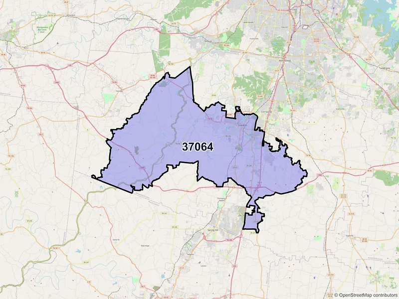 Map of ZIP Code 37064 — Franklin, TN