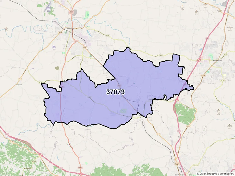 Map of ZIP Code 37073 — Greenbrier, TN