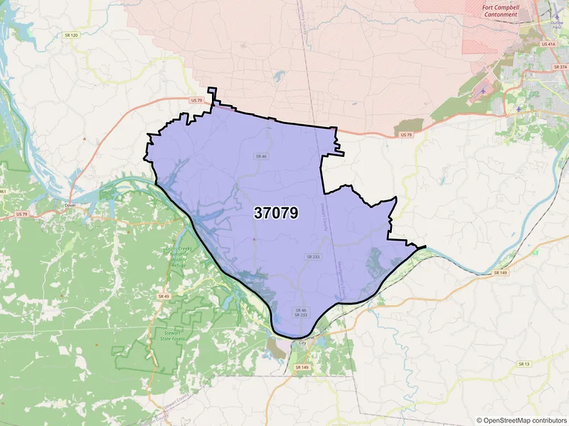Map of Indian Mound, Tennessee and ZIP codes