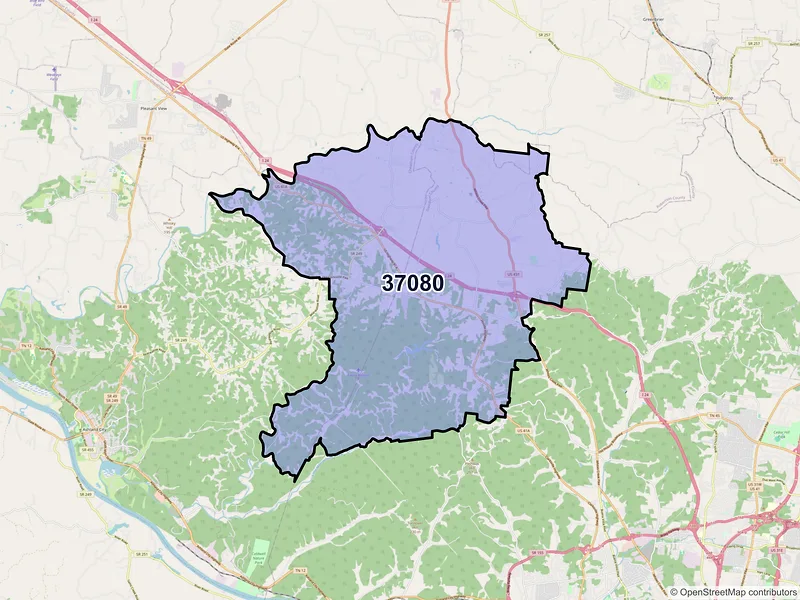 Map of ZIP Code 37080 — Joelton, TN