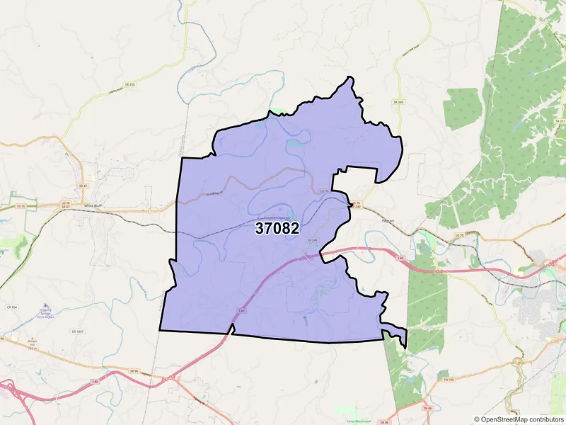 Map of ZIP Code 37082 — Kingston Springs, TN