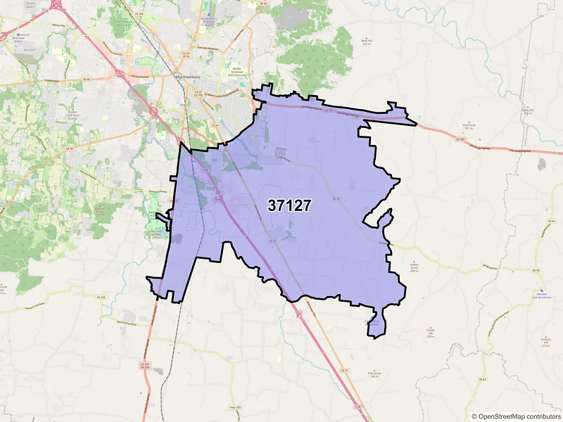 Map of ZIP Code 37127 — Murfreesboro, TN