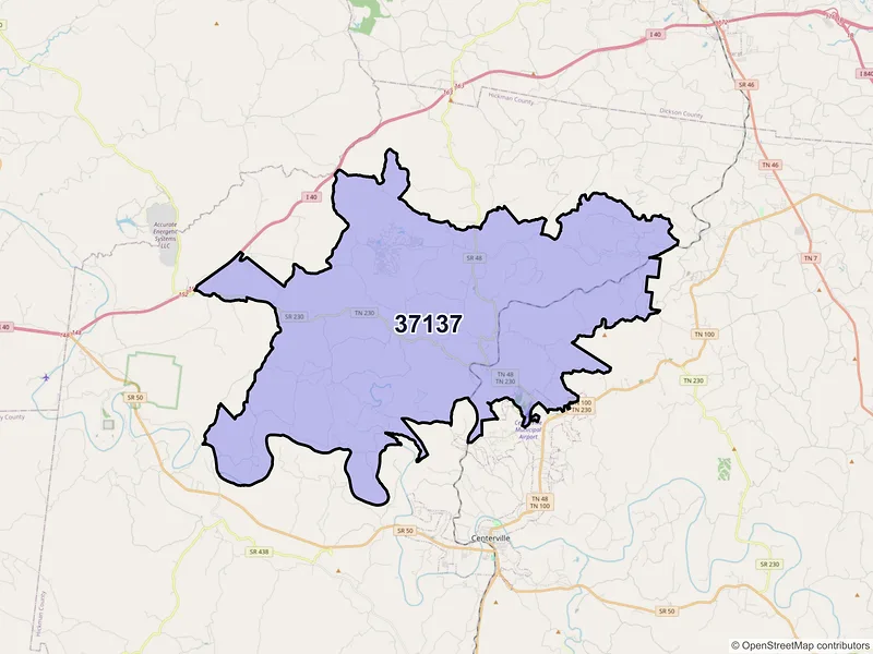 Map of Nunnelly, Tennessee and ZIP codes