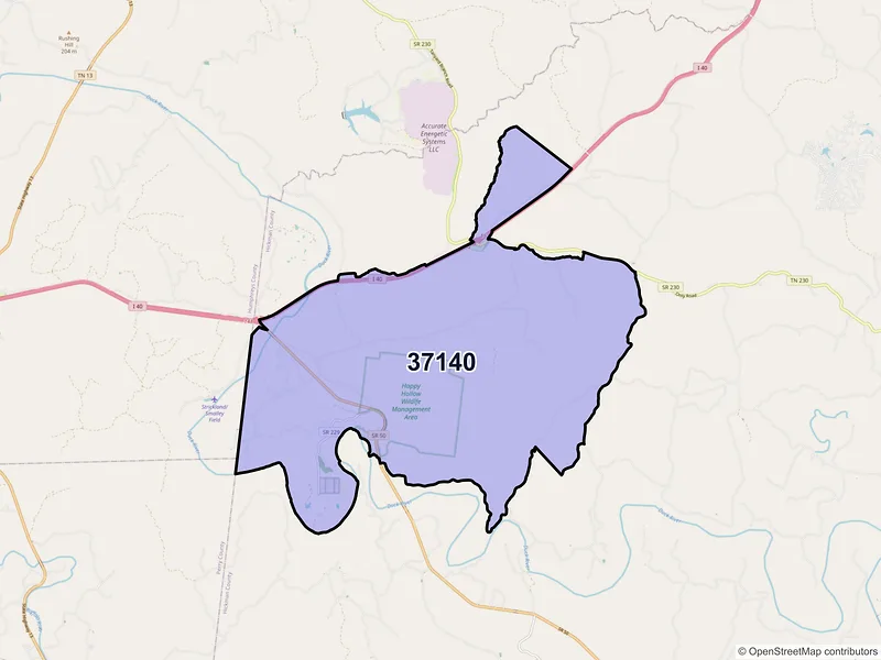 Map of Only, Tennessee and ZIP codes
