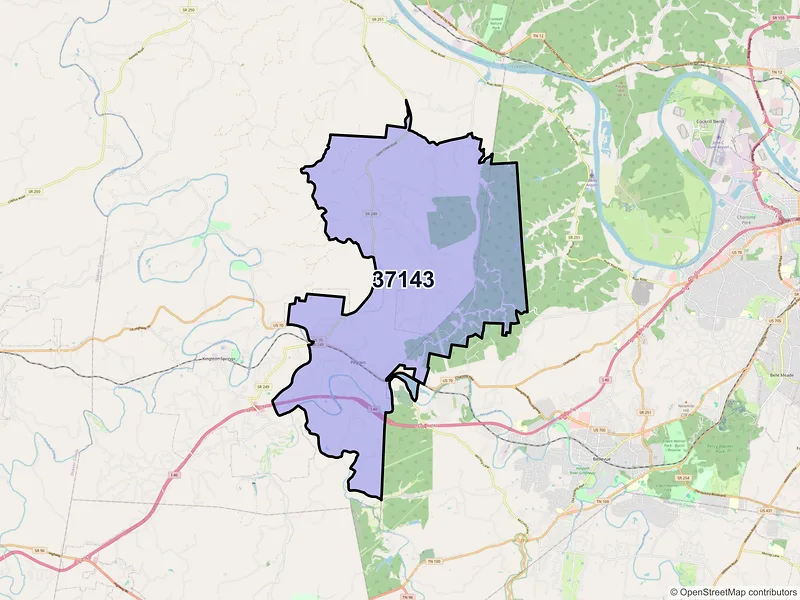Map of ZIP Code 37143 — Pegram, TN