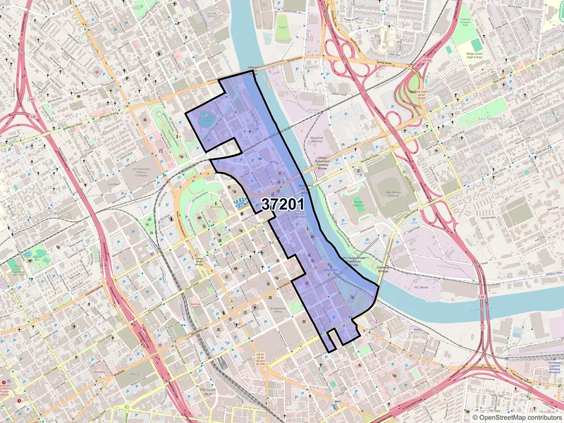 Map of ZIP Code 37201 — Nashville, TN