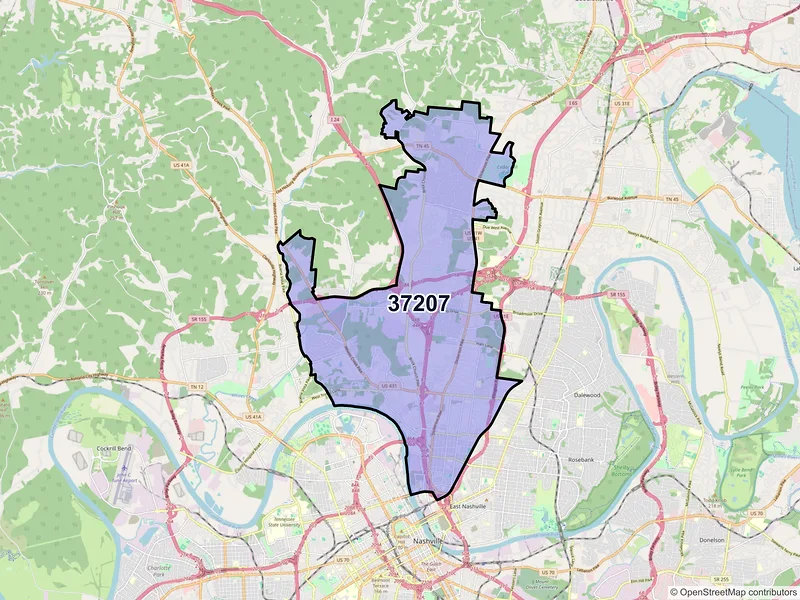 Map of ZIP Code 37207 — Nashville, TN