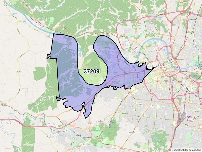 Map of ZIP Code 37209 — Nashville, TN
