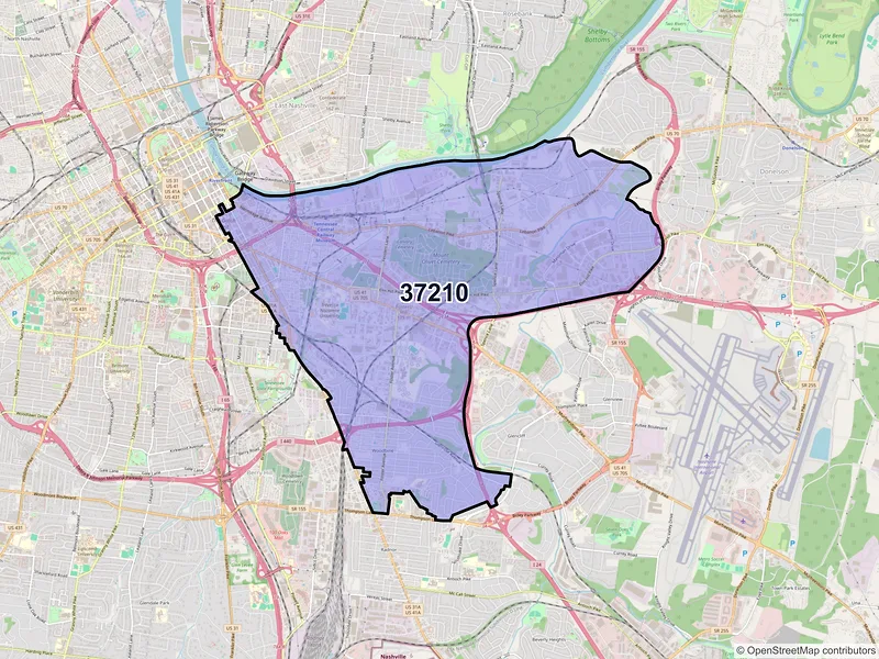 Map of ZIP Code 37210 — Nashville, TN