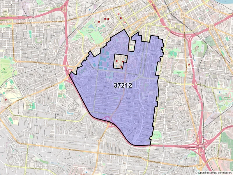 Map of ZIP Code 37212 — Nashville, TN