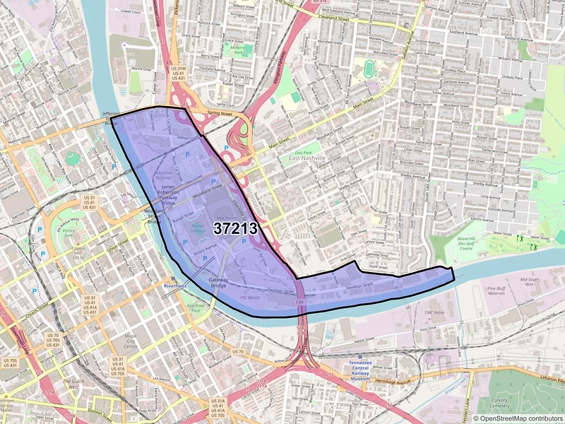 Map of ZIP Code 37213 — Nashville, TN