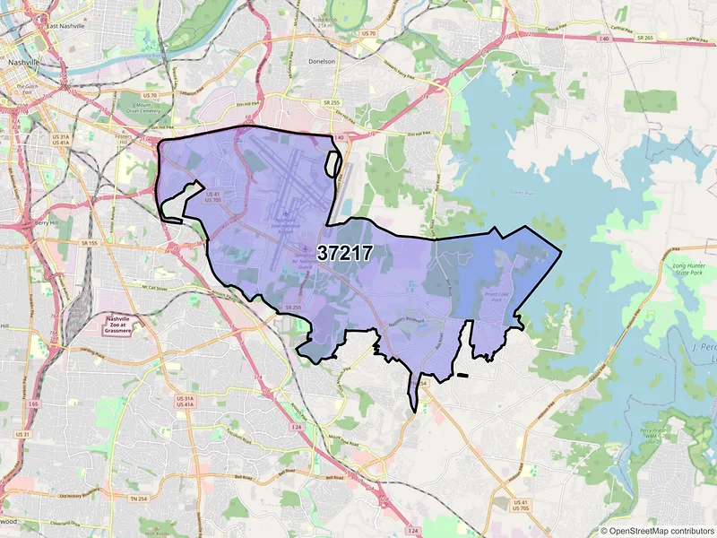Map of ZIP Code 37217 — Nashville, TN