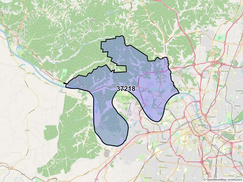 Map of ZIP Code 37218 — Nashville, TN