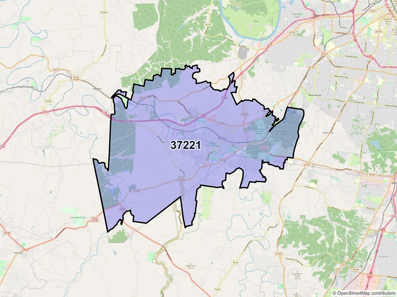 Map of ZIP Code 37221 — Nashville, TN