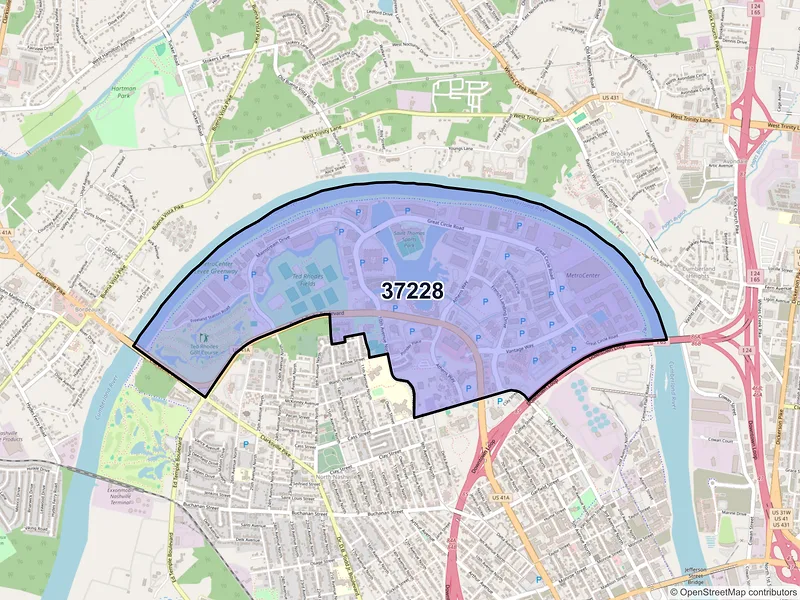 Map of ZIP Code 37228 — Nashville, TN