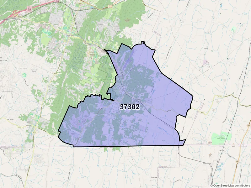 Map of ZIP Code 37302 — Apison, TN