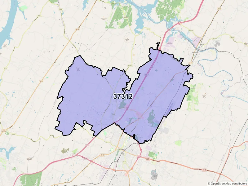 Map of ZIP Code 37312 — Cleveland, TN