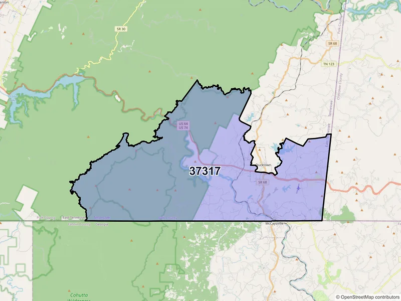 Map of ZIP Code 37317 — Copperhill, TN