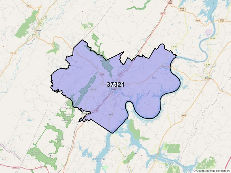 Map of ZIP Code 37321 — Dayton, TN