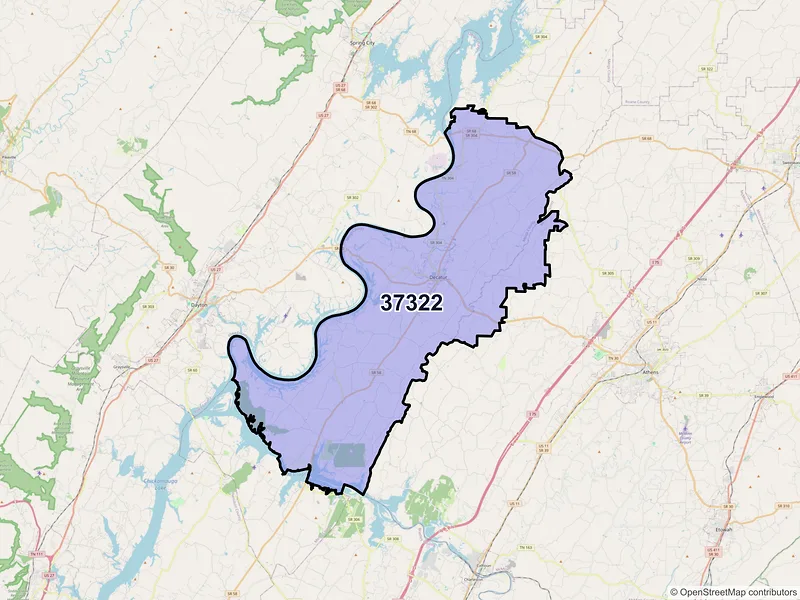 Map of ZIP Code 37322 — Decatur, TN