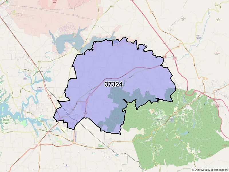Map of Decherd, Tennessee and ZIP codes