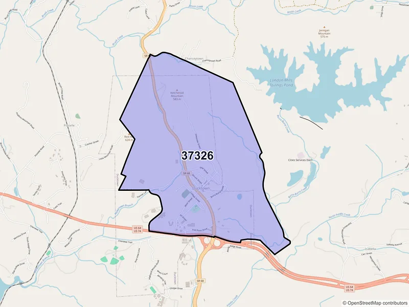 Map of Ducktown, Tennessee and ZIP codes