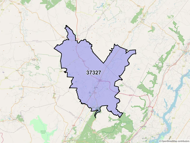 Map of ZIP Code 37327 — Dunlap, TN