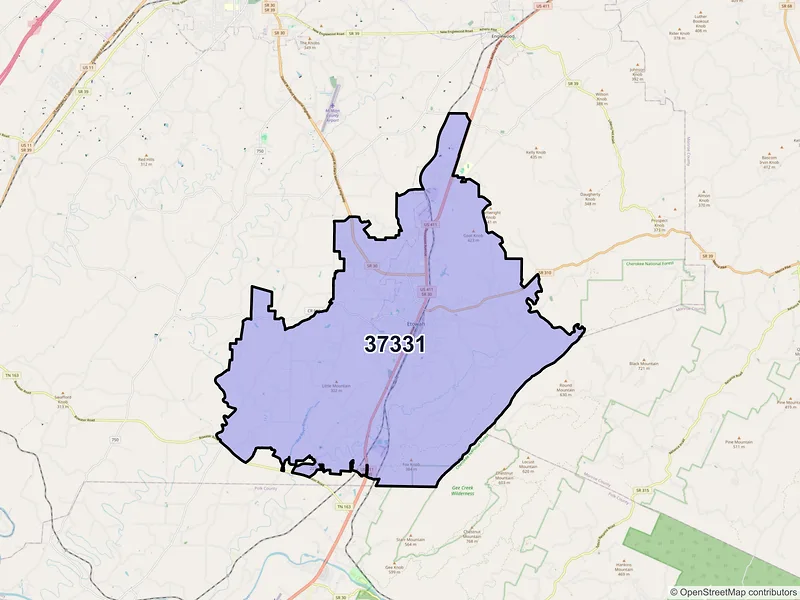 Map of ZIP Code 37331 — Etowah, TN
