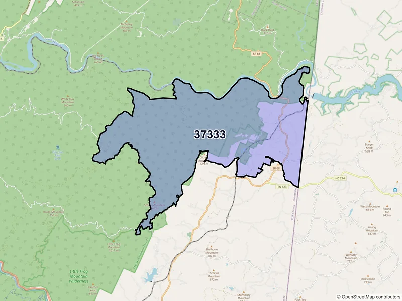Map of ZIP Code 37333 — Farner, TN