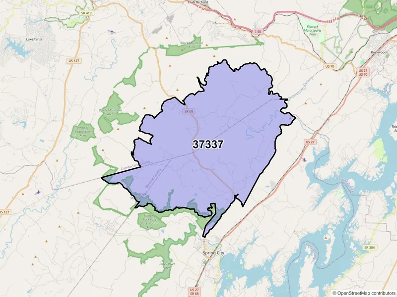 Map of ZIP Code 37337 — Grandview, TN