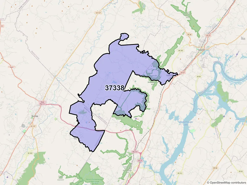 Map of ZIP Code 37338 — Graysville, TN