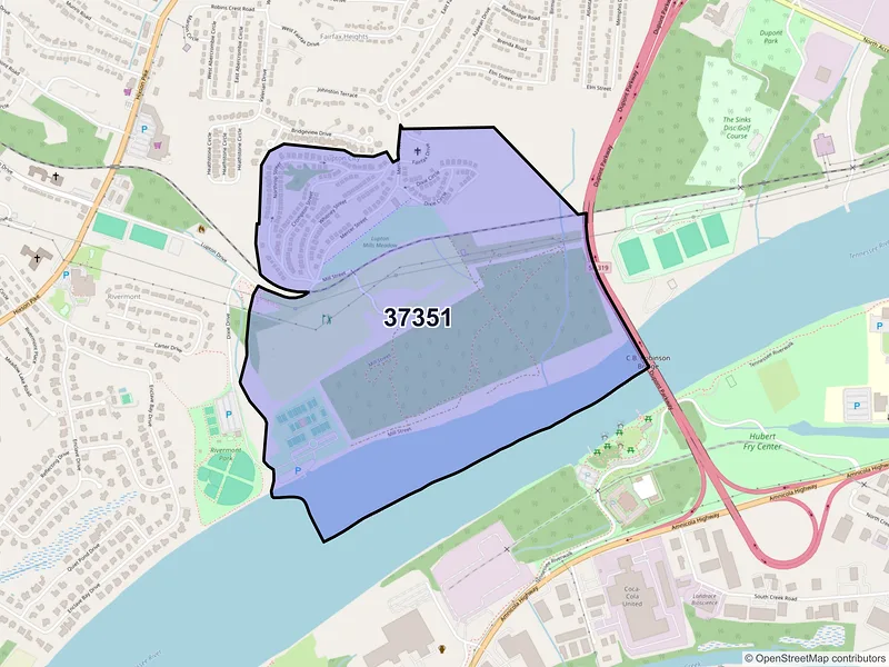 Map of ZIP Code 37351 — Lupton City, TN