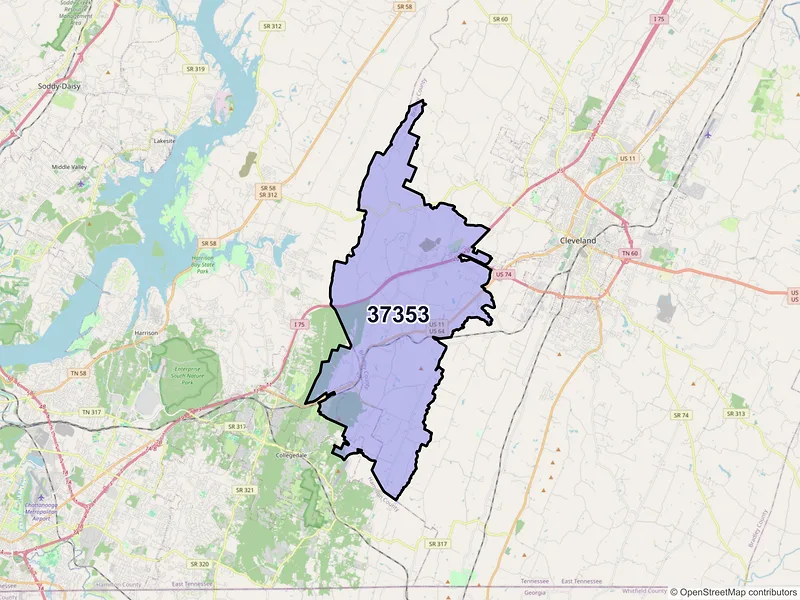 Map of Mc Donald, Tennessee and ZIP codes