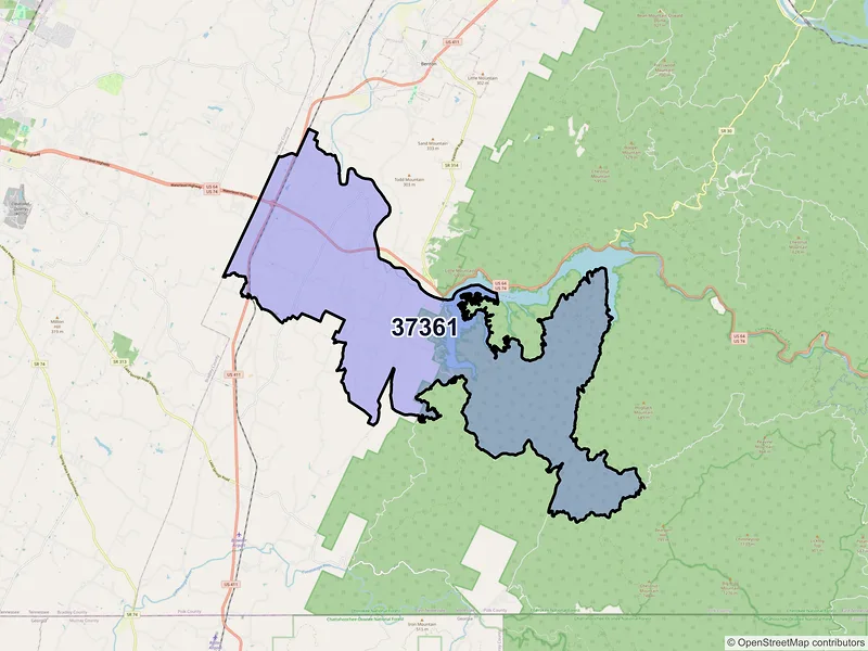 Map of ZIP Code 37361 — Ocoee, TN