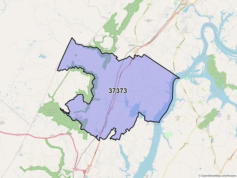 Map of ZIP Code 37373 — Sale Creek, TN