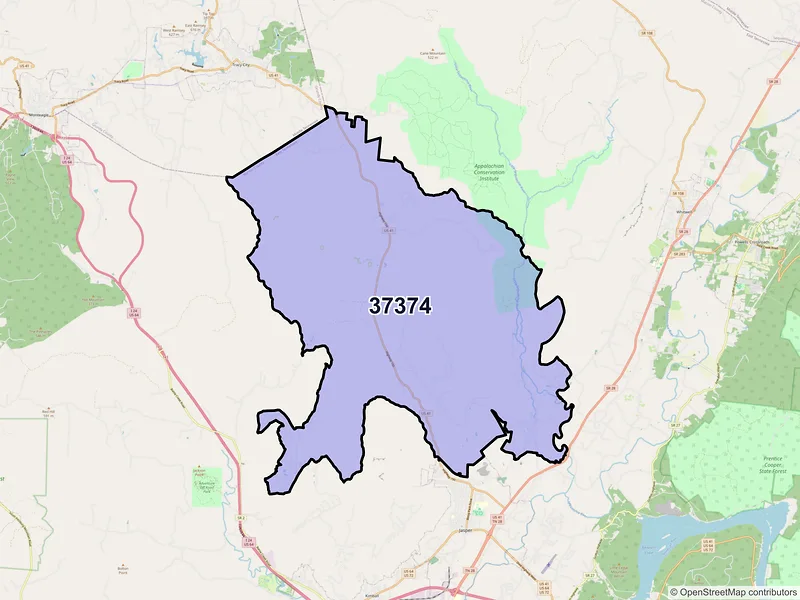 Map of Sequatchie, Tennessee and ZIP codes
