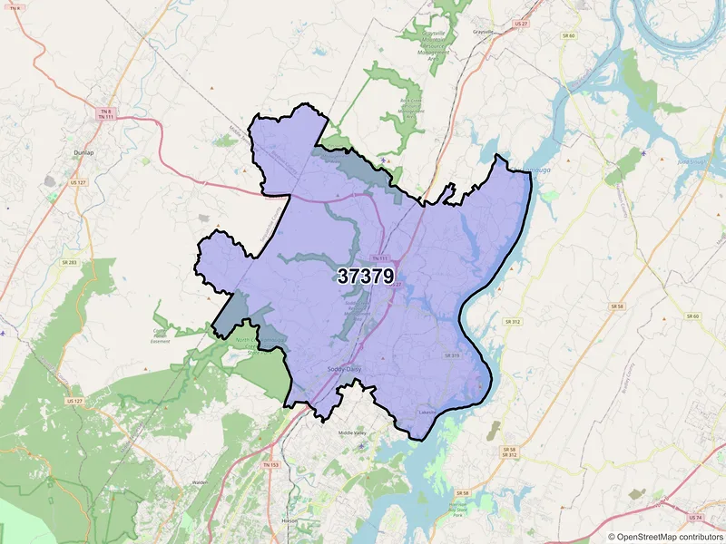 Map of ZIP Code 37379 — Soddy Daisy, TN