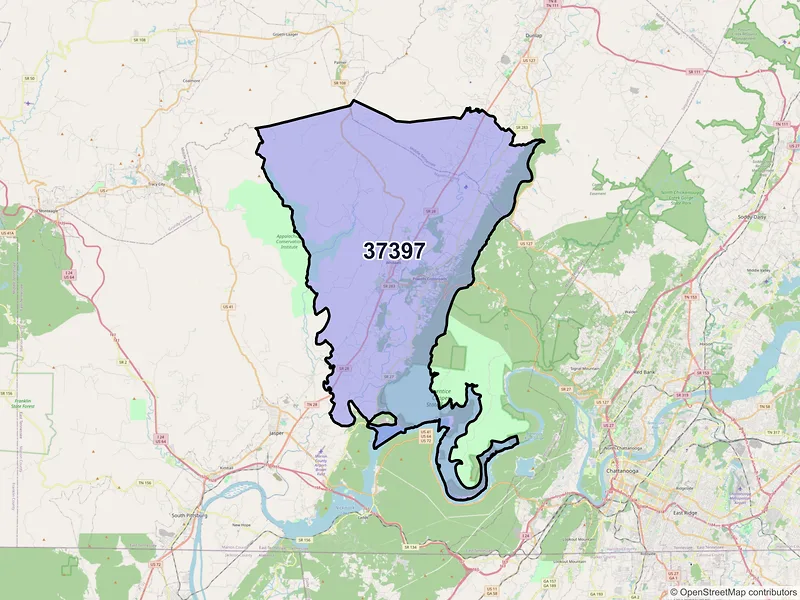 Map of Whitwell, Tennessee and ZIP codes