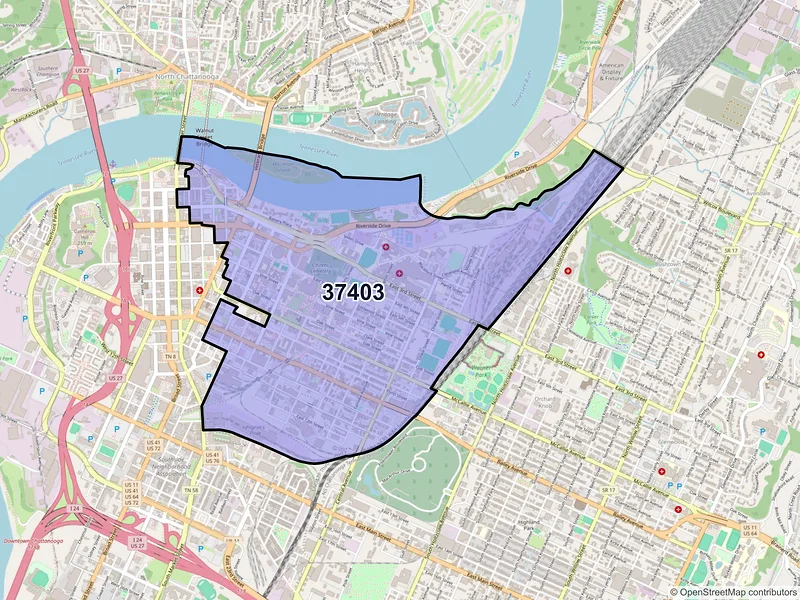 Map of ZIP Code 37403 — Chattanooga, TN