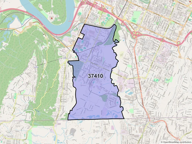 Map of ZIP Code 37410 — Chattanooga, TN