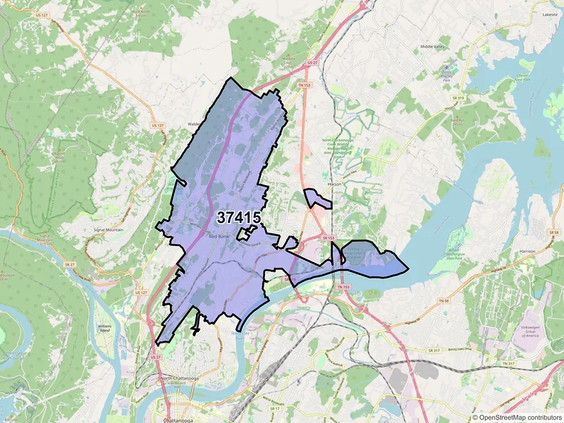 Map of ZIP Code 37415 — Chattanooga, TN