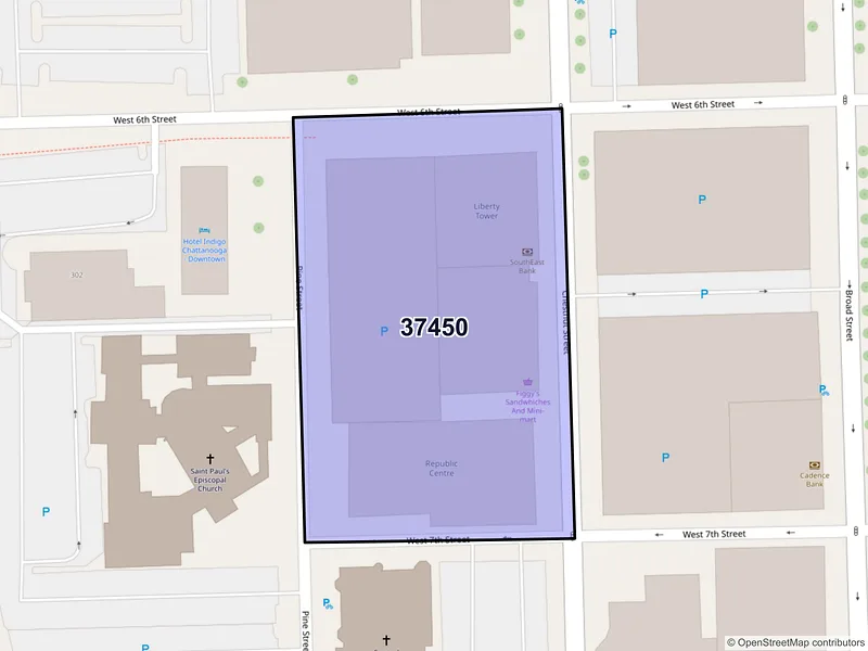 Map of ZIP Code 37450 — Chattanooga, TN
