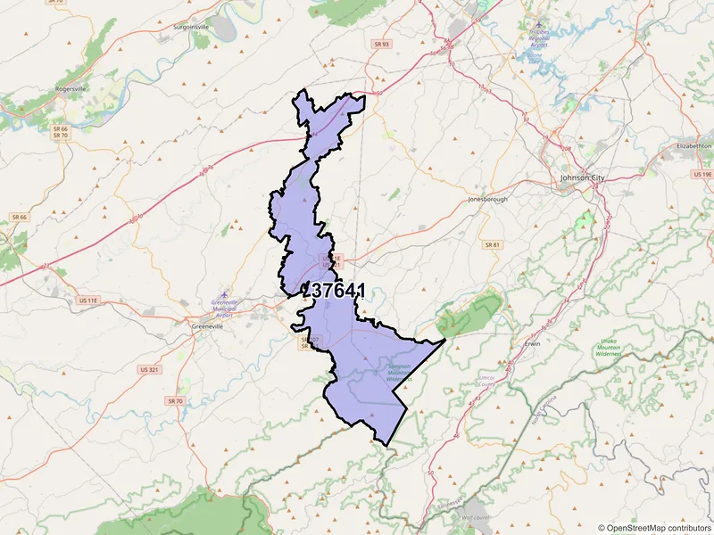 Map of ZIP Code 37641 — Chuckey, TN