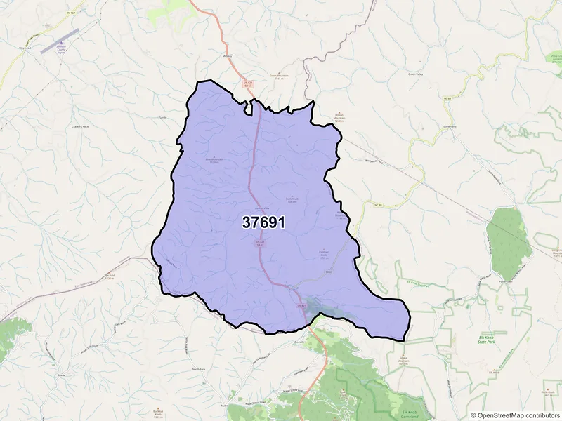Map of Trade, Tennessee and ZIP codes
