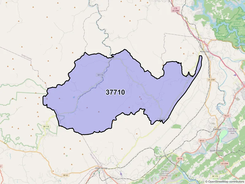 Map of ZIP Code 37710 — Briceville, TN