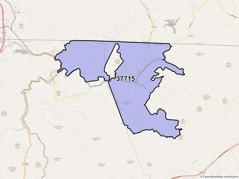 Map of ZIP Code 37715 — Clairfield, TN