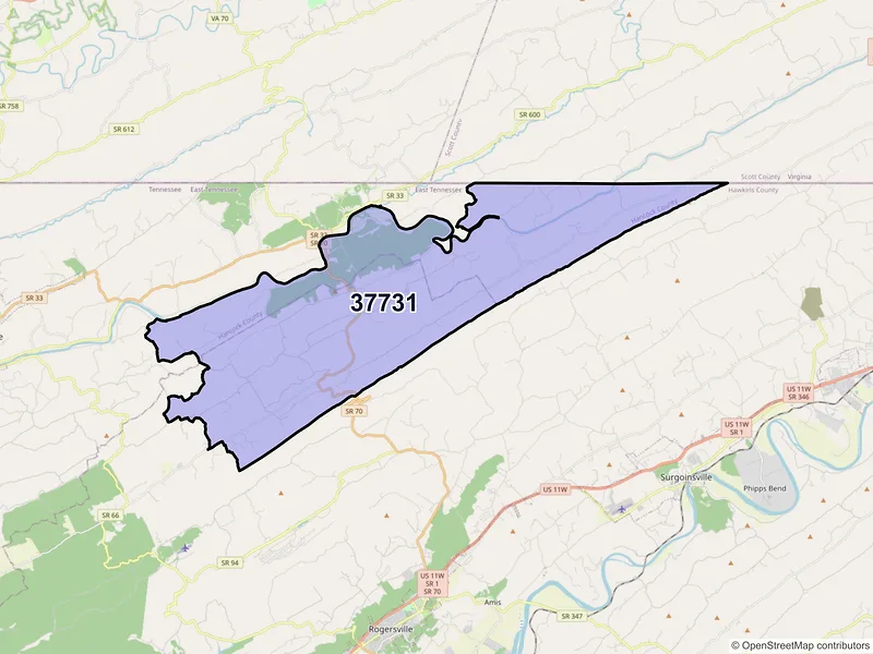 Map of Eidson, Tennessee and ZIP codes