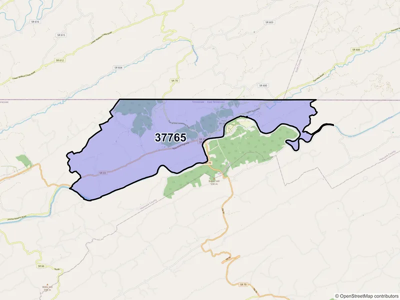Map of ZIP Code 37765 — Kyles Ford, TN