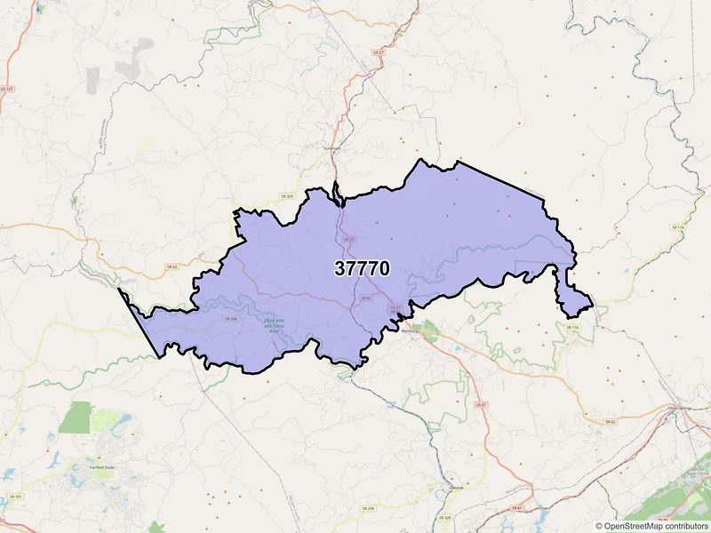 Map of ZIP Code 37770 — Lancing, TN
