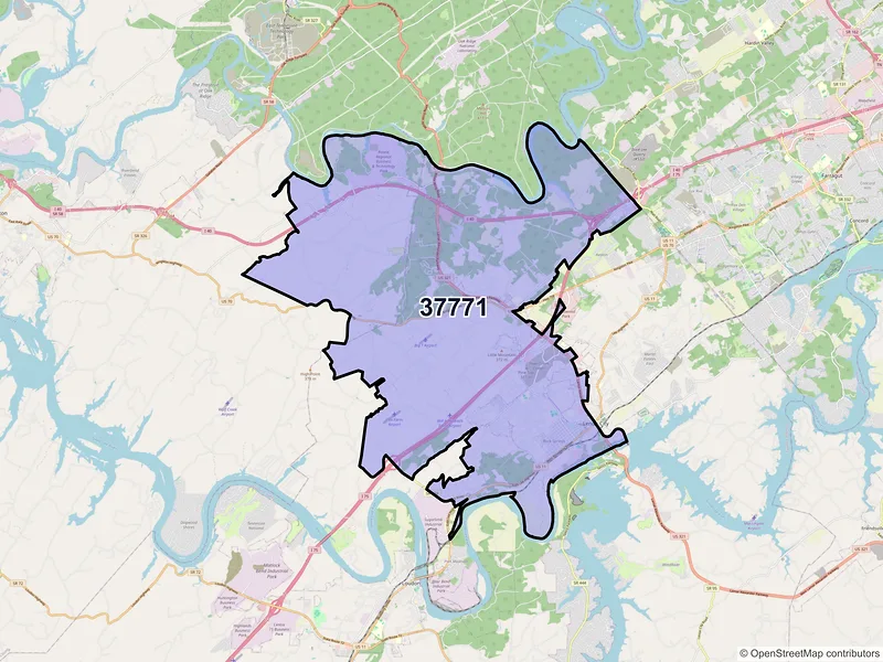 Map of ZIP Code 37771 — Lenoir City, TN